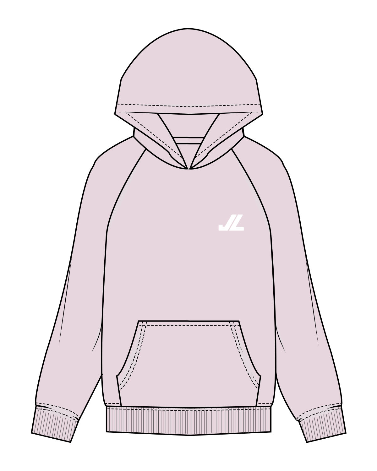 The Womens Hoodie - Orchid - JL Marketing - Left Chest - Printed - White