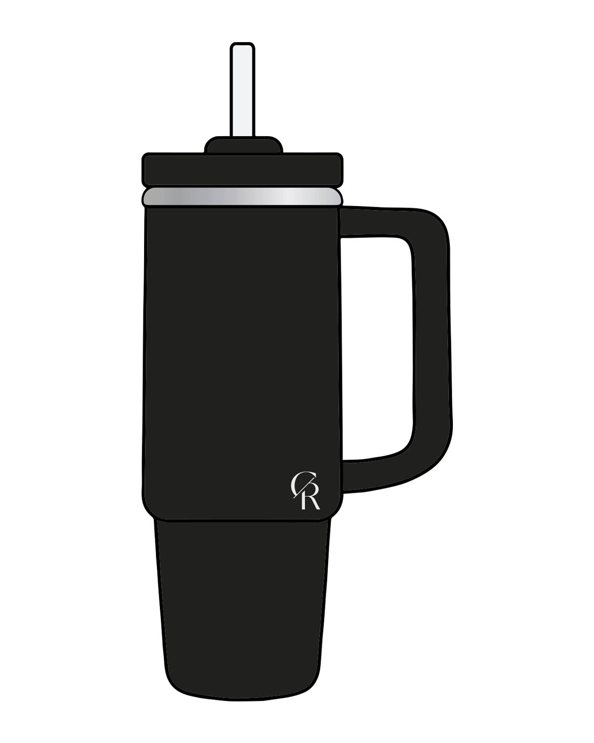 The Tumbler Cup - Black -  CORE REFORM - Lower Left Body " CR logo" - Ecru