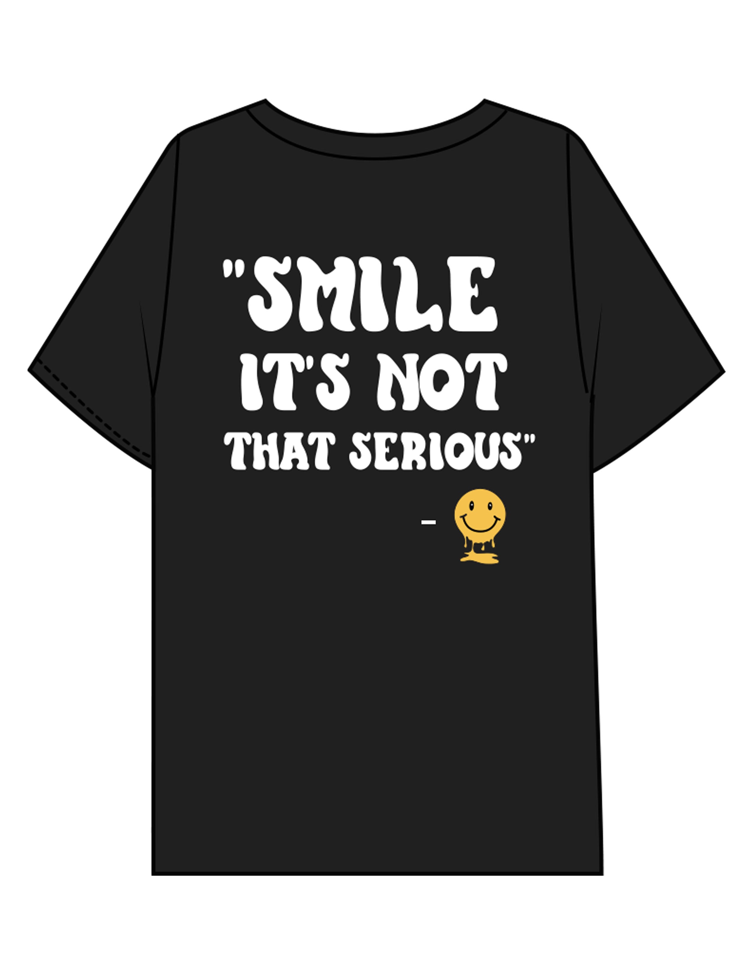 The Mens Boxy Tee - Black - Try Smile Collective - Left Chest & Back Stacked "SMILE" - Printed - Full Color