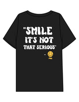 The Mens Boxy Tee - Black - Try Smile Collective - Left Chest & Back Stacked "SMILE" - Printed - Full Color