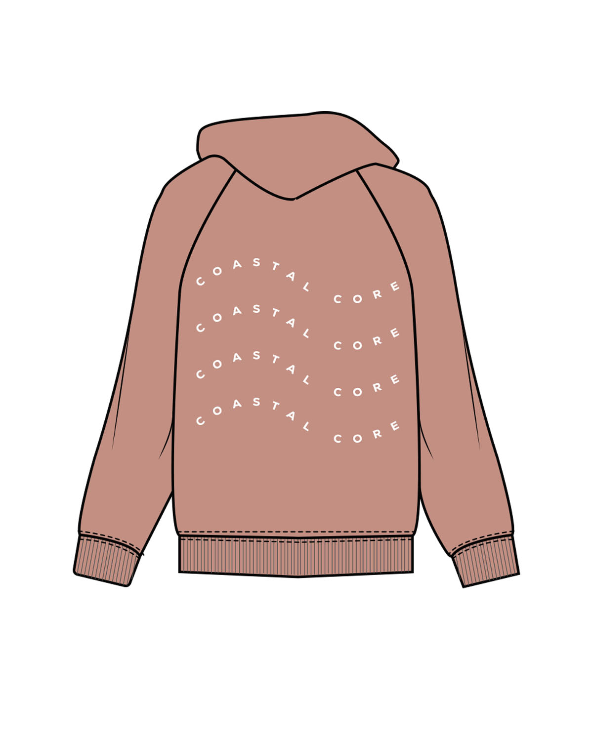 The Womens Hoodie - Clay - Coastal Core - Left Chest & Back Center - White