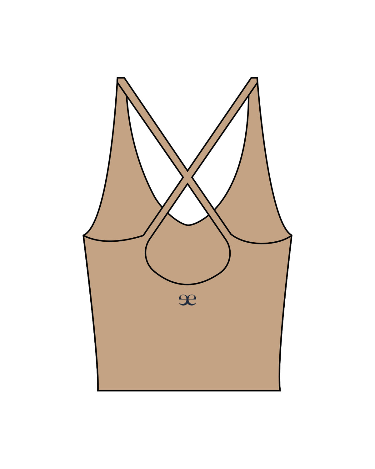 The Sporty Strappy Tank - Light Brown - Evolve Lagree - Center Chest & Center Back - Printed - Navy