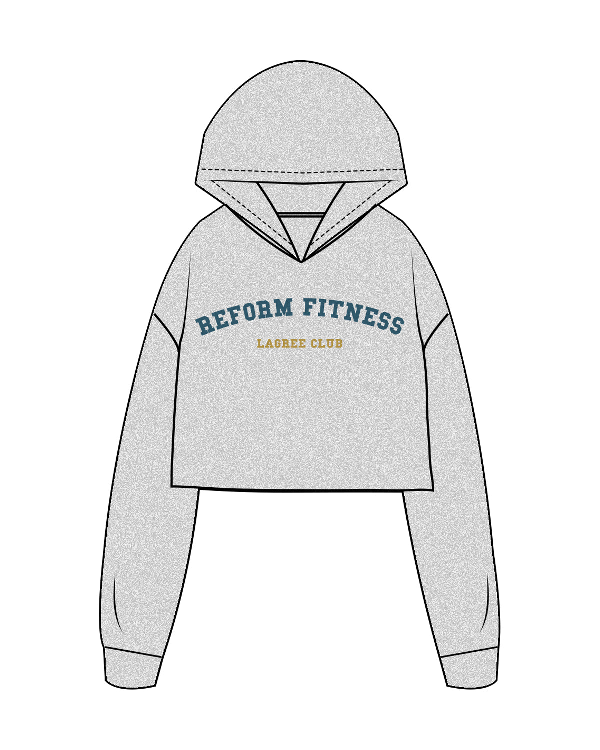 The Crop Terry Hoodie - Heather - Reform Fitness - Center Chest Stacked & Back Center Neckline - Full Color