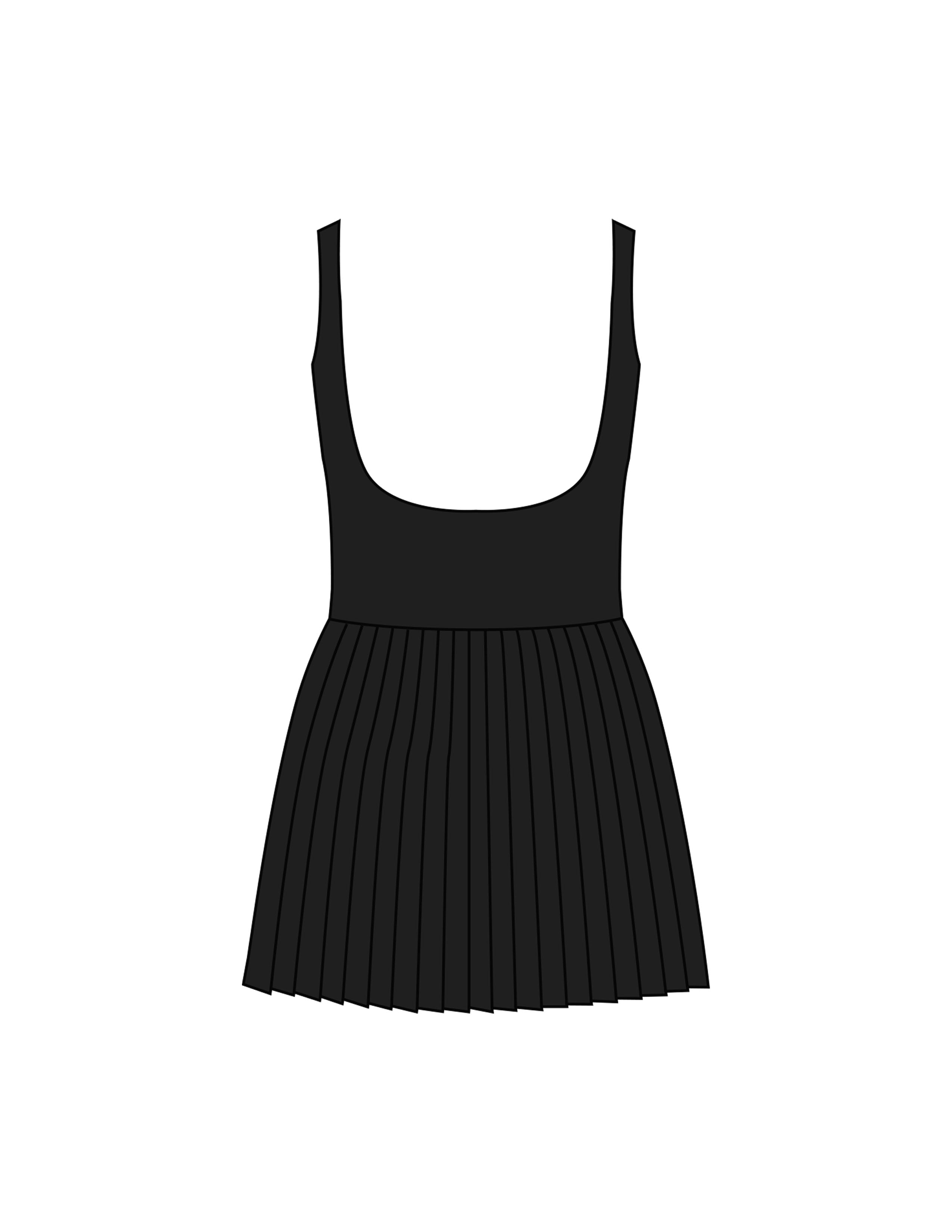 The Scoop Back Dress - Black - Gladden Gains - Center Chest - Printed - White