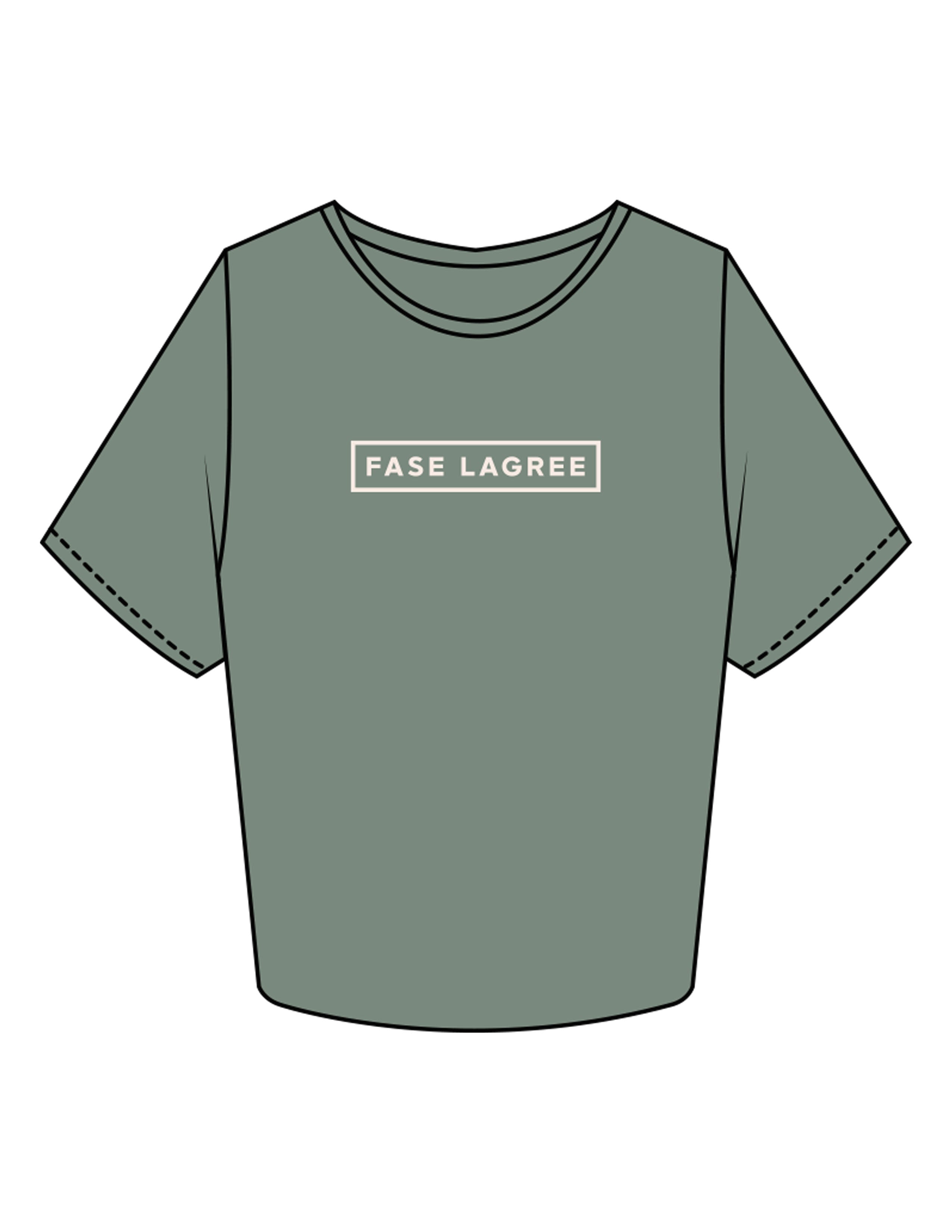 The Crop Tee - Sage - Fase Lagree - Center Chest - Printed - Ecru