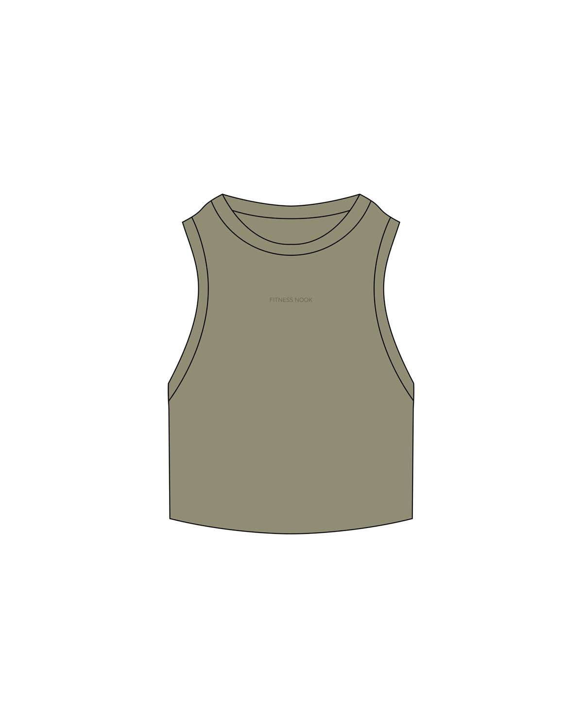 THE RIBBED CROP TANK - Eucalyptus - Fitness Nook - Chest - Embroidered - Tone on Tone