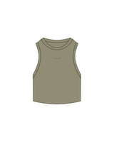 THE RIBBED CROP TANK - Eucalyptus - Fitness Nook - Chest - Embroidered - Tone on Tone