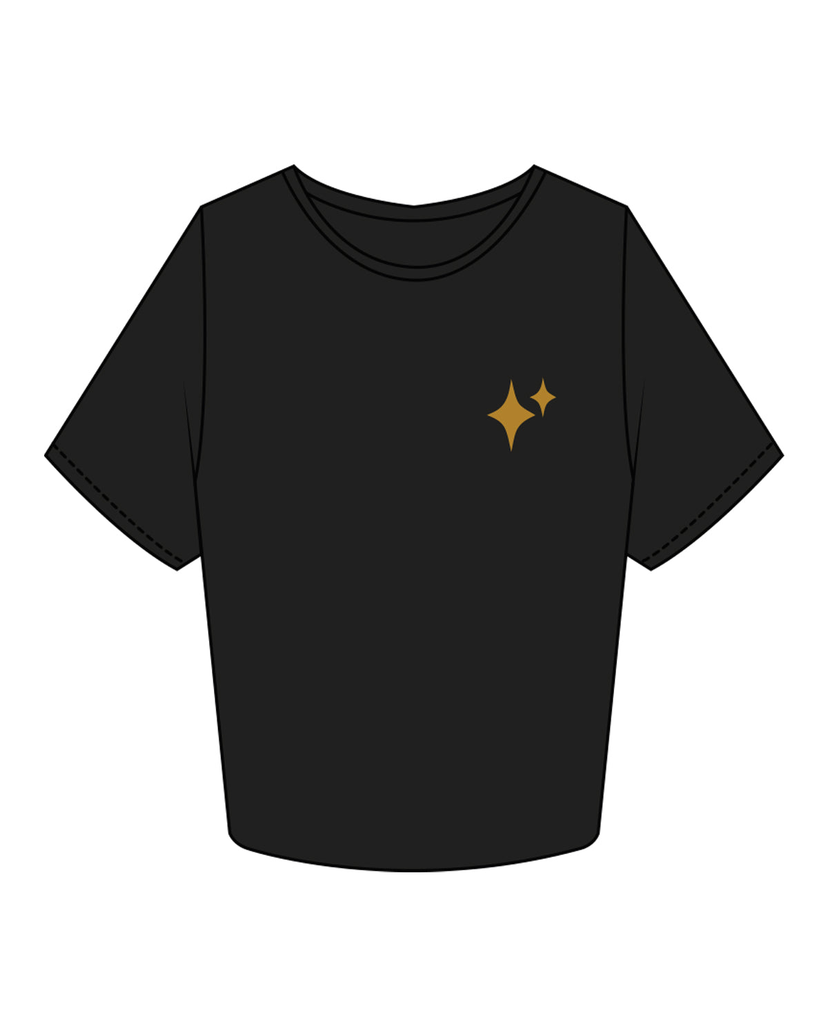 The Crop Tee - Black - New Mom School - Left Chest & Back Center Stacked - Gold