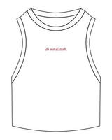 The Ribbed Crop Tank - White - Renew - Embroidered - Red