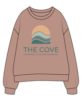 The Womens Crewneck - Clay - The Cove - Center Chest Stacked - Printed - Full Color