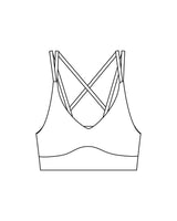 The Strappy Bra - White - Platinum Pilates - Back Center Stacked - Printed - Full Color