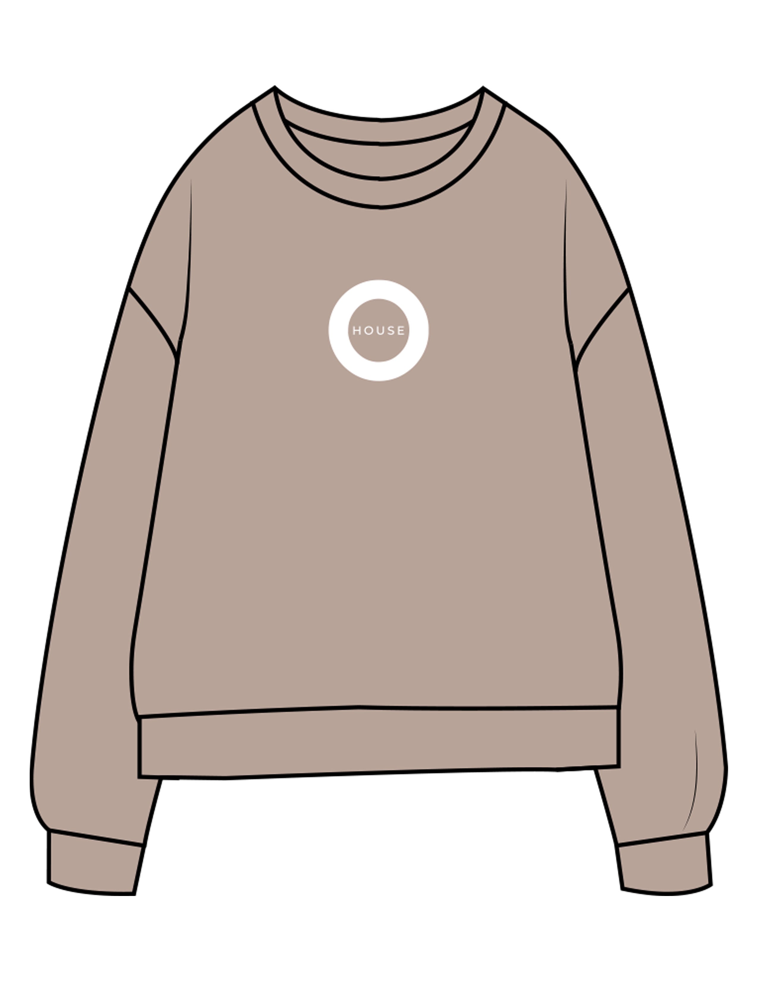 The Midweight Unisex Crewneck - Washed Cement - HiLo - Center Chest & Back Stacked - Printed - White
