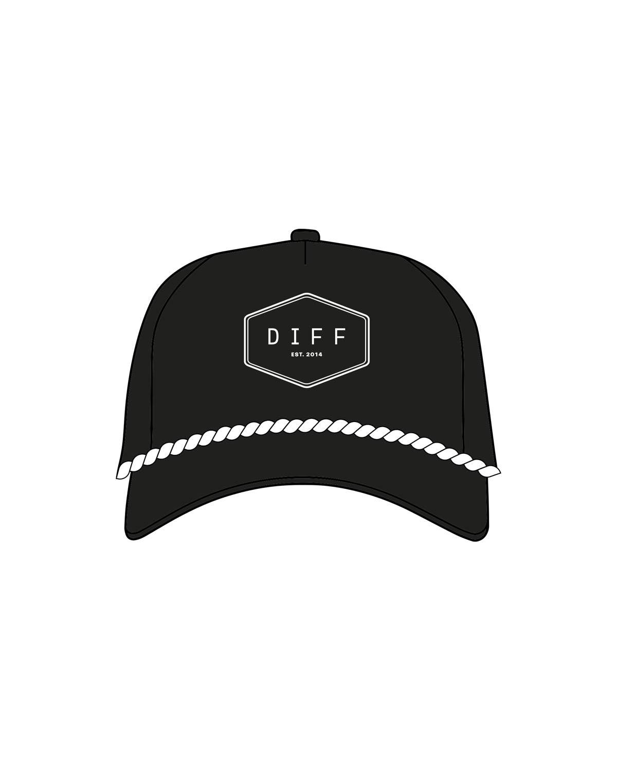 The Surf Hat - Black / White - DiffEyewear - Center Crown - Embroidered - White