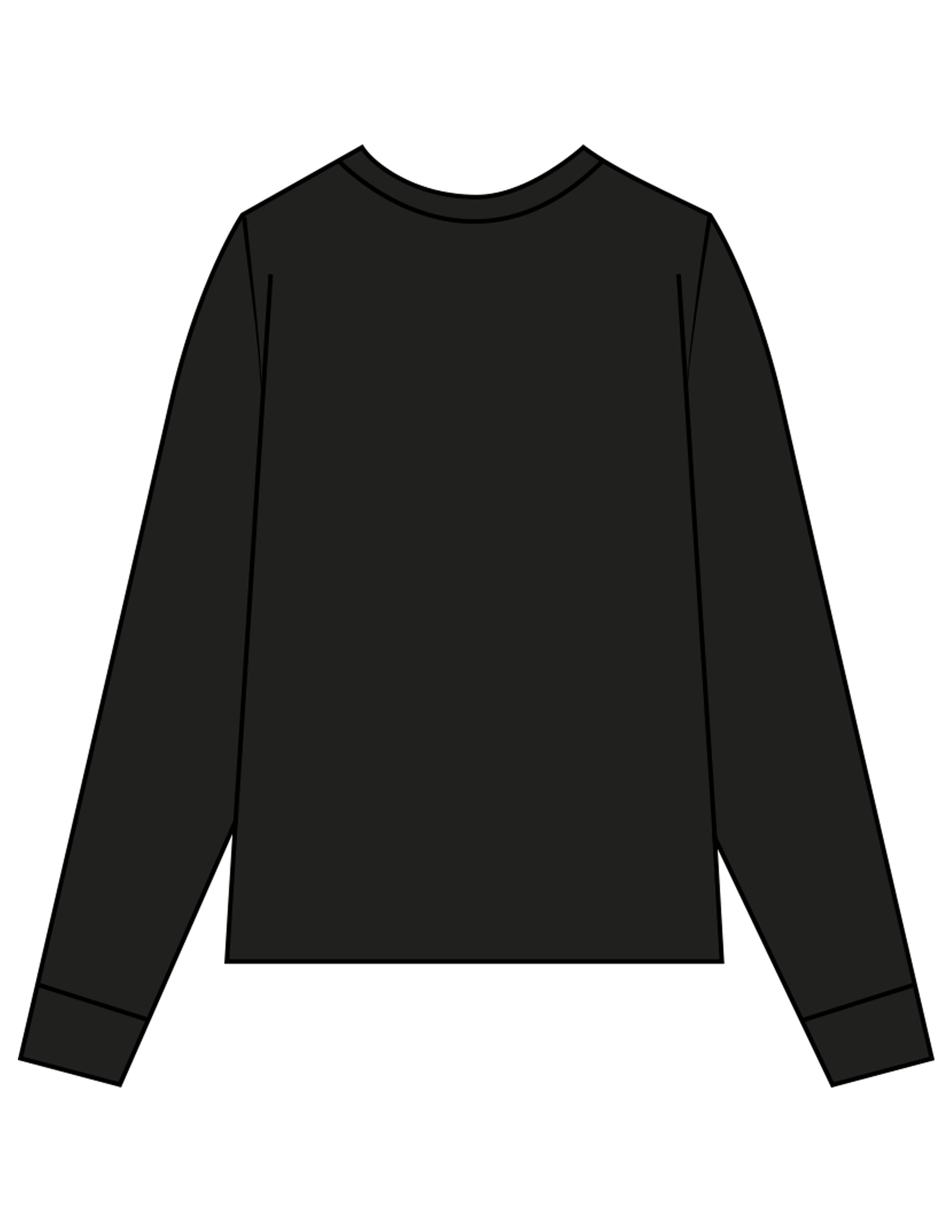 The Womens Long Sleeve - Black - Fine Core Pilates - Center Chest Stacked - Printed - White