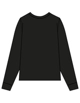 The Womens Long Sleeve - Black - Fine Core Pilates - Center Chest Stacked - Printed - White
