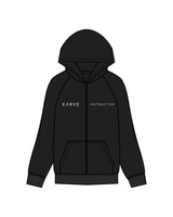 The Womens Zip Hoodie - Black - Karve - Left Chest , Right Chest & Center Back Logo - Printed - White