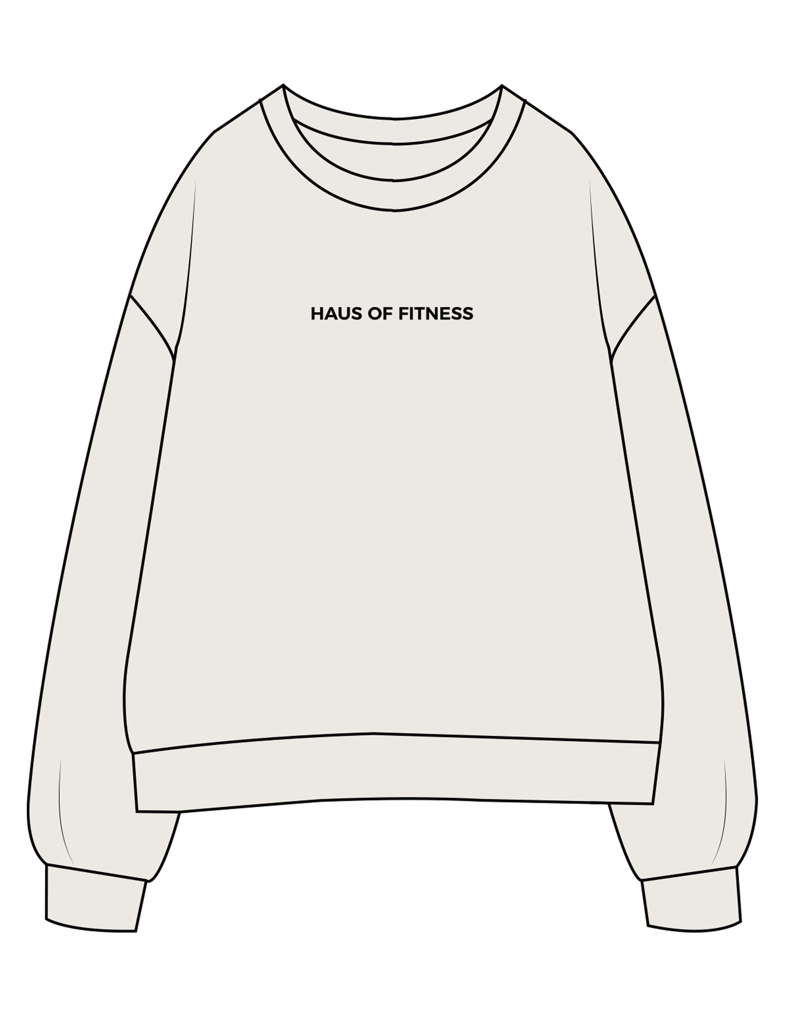 The Mens Crewneck - Bone - Haus of Fitness - Center Chest & Back Round - Printed - Full Color