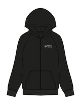 The Womens Zip Hoodie - Black - Rebel Ride - Left Chest Stacked - Printed - White