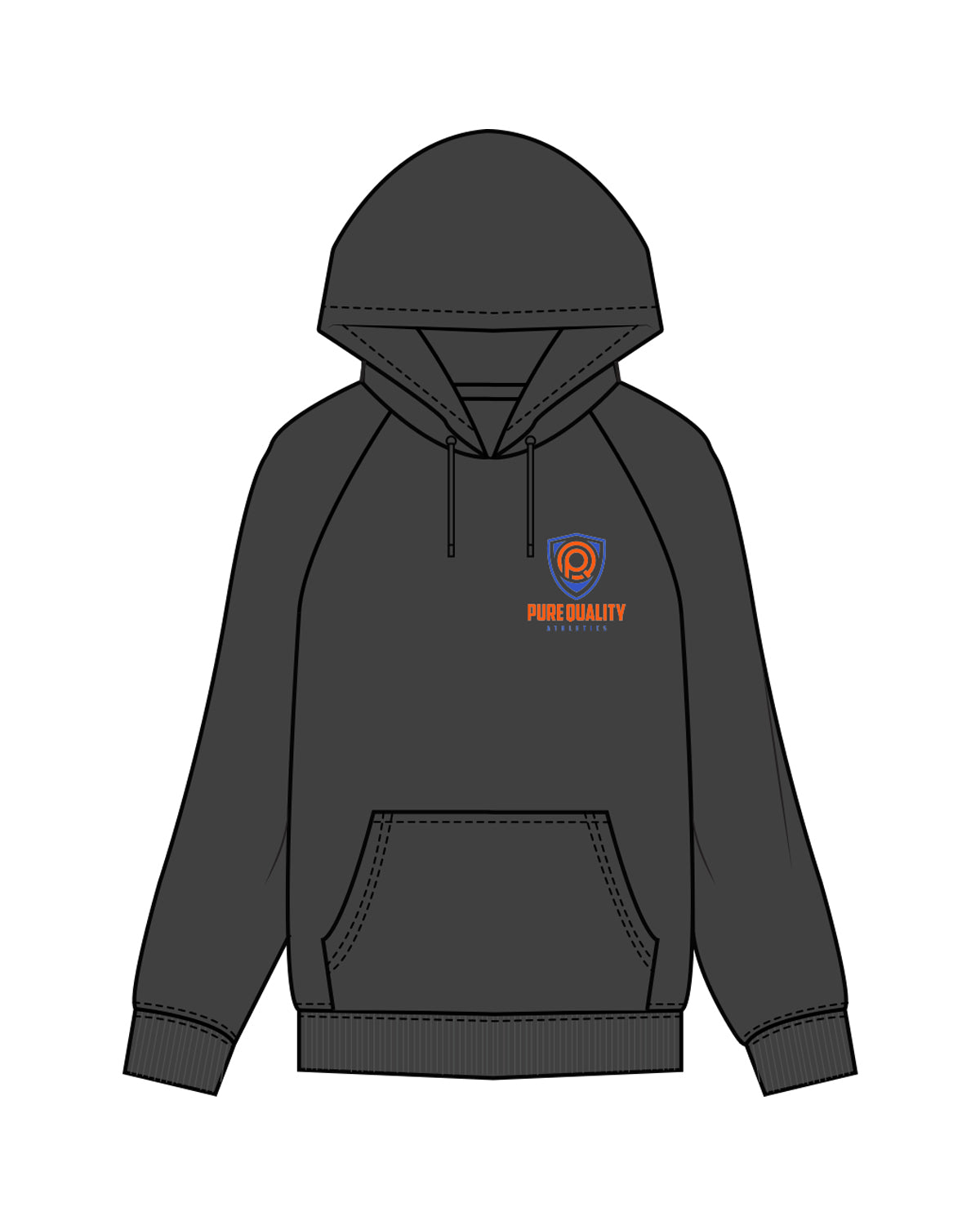 The Classic Hoodie - Charcoal - PURE QUALITY - Left Chest & Back Center Stacked - Full Color