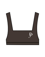 The Box Cut Bra - Cafe - Platinum Pilates - Left Chest & Back Center - White