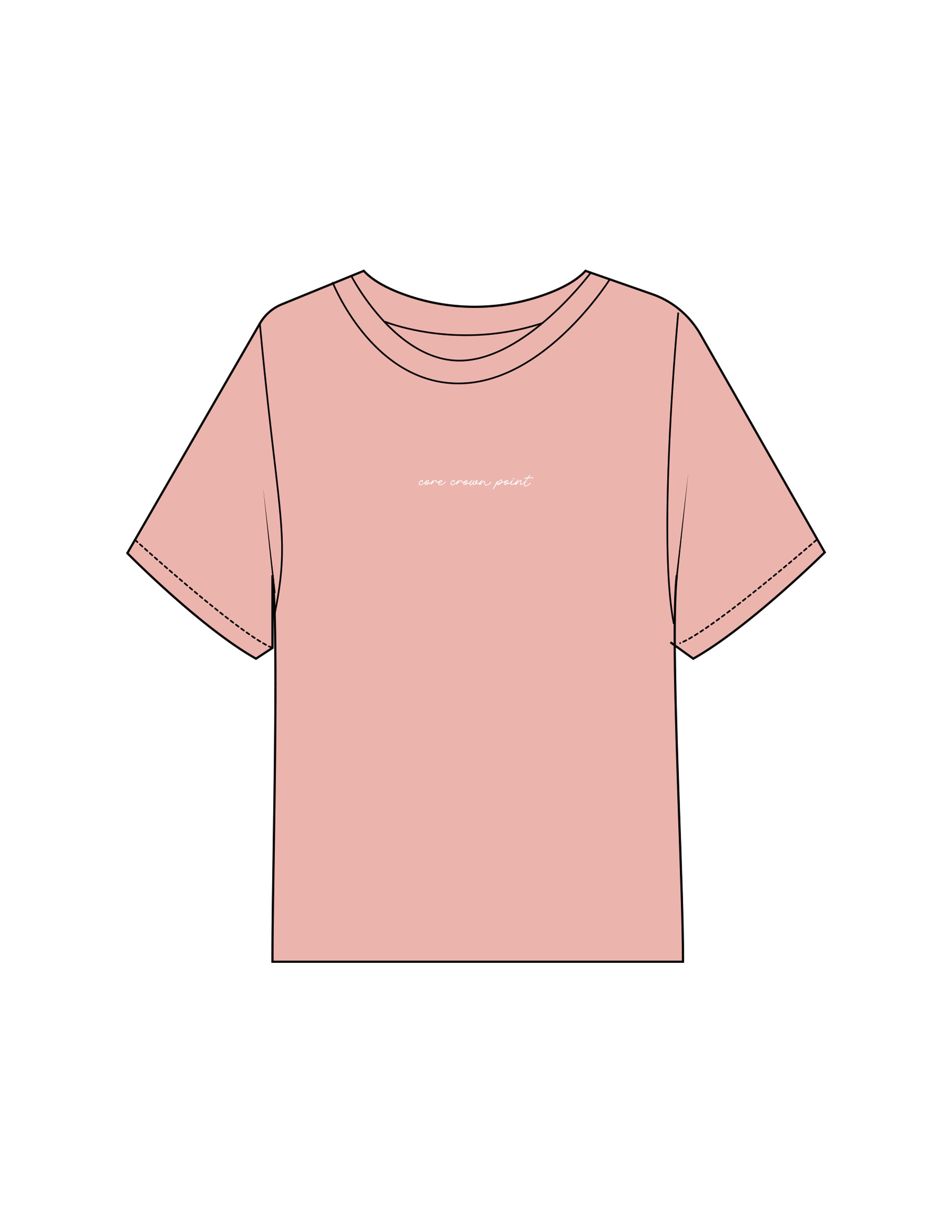 The Midweight Crop Tee - Peach - Core Crown Point - Center Chest & Back Neckline - Printed - White