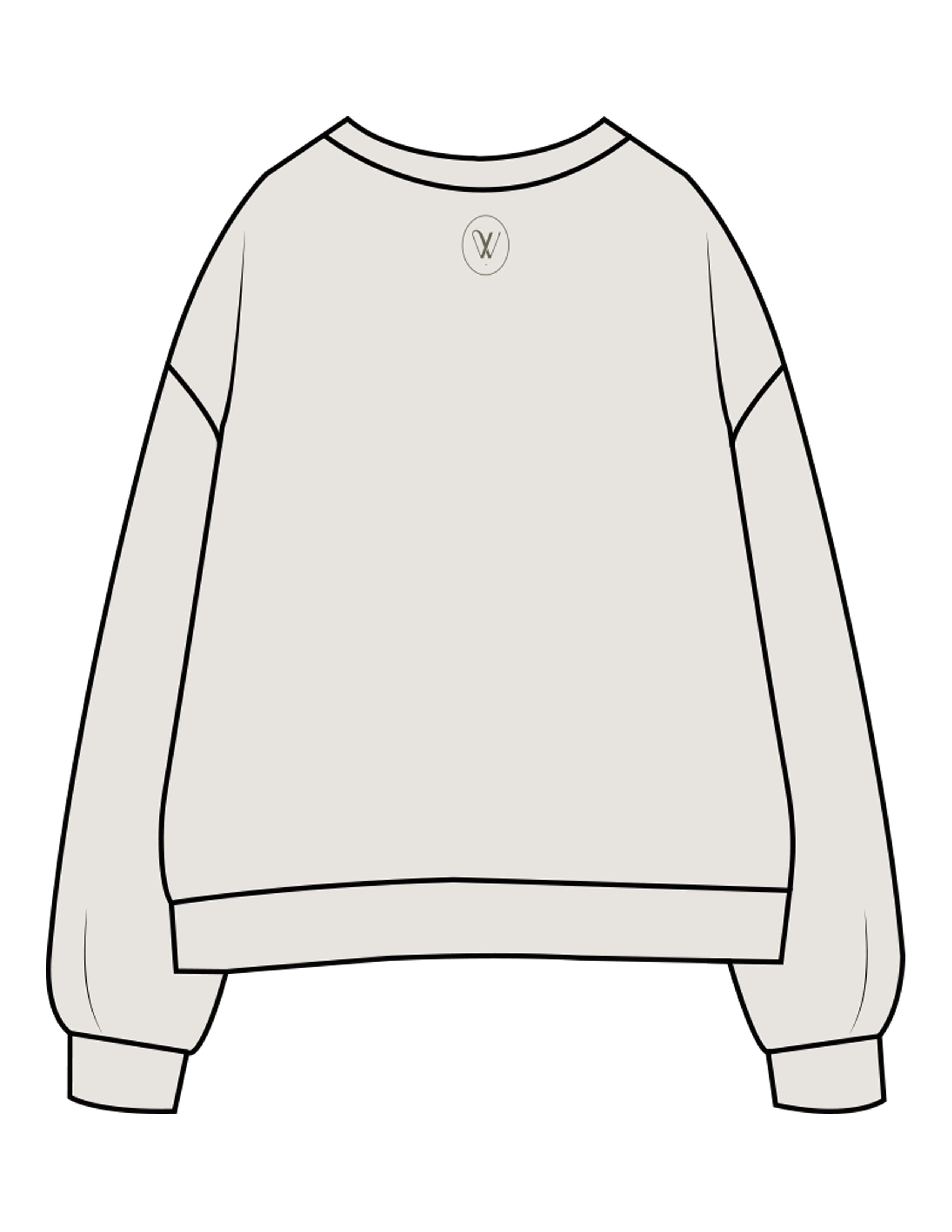 The Womens Crewneck - Washed Bone - Velvaere - Center Chest Stacked & Back Neckline - Printed - Green