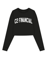 The Crop Long Sleeve - Black - C2 Financial - Center Chest - Printed - White