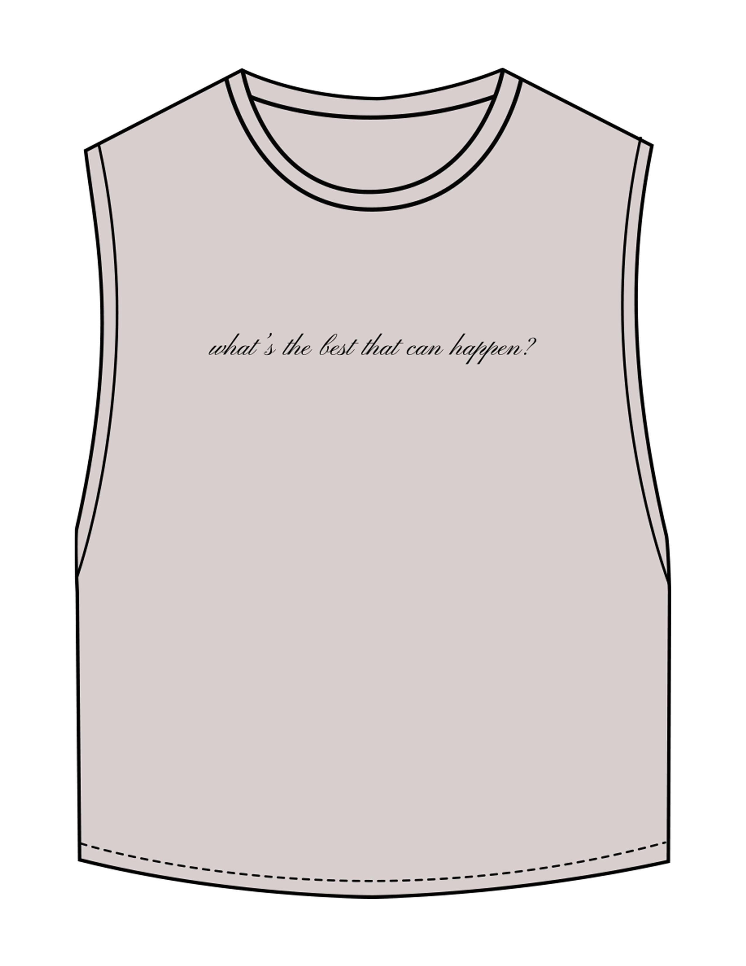 The Crop Muscle Tank - Storm - Mantra - Center Chest Script & Back Neckline - Printed - Black