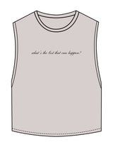 The Crop Muscle Tank - Storm - Mantra - Center Chest Script & Back Neckline - Printed - Black