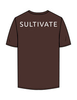 The Mens Tee - Chocolate - Sultivate - Left Chest Icon & Back Shoulder - Printed - White
