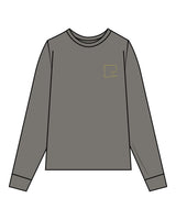 The Womens Heavyweight Long Sleeve - Washed Gray - Slo x Form - Left Chest Squared - Printed - Green