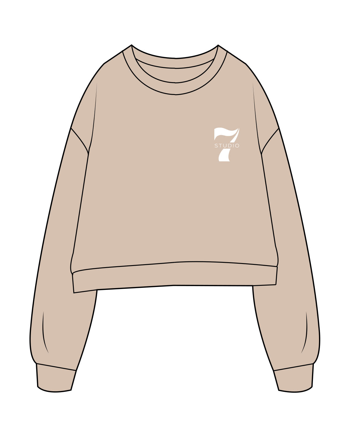 The Studio Crop - Taupe - STUDIO 7 - Left Chest - Printed - White