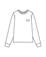The Mens Long Sleeve - White - Bean Head - Left Chest Stacked & Back Round - Printed - Black
