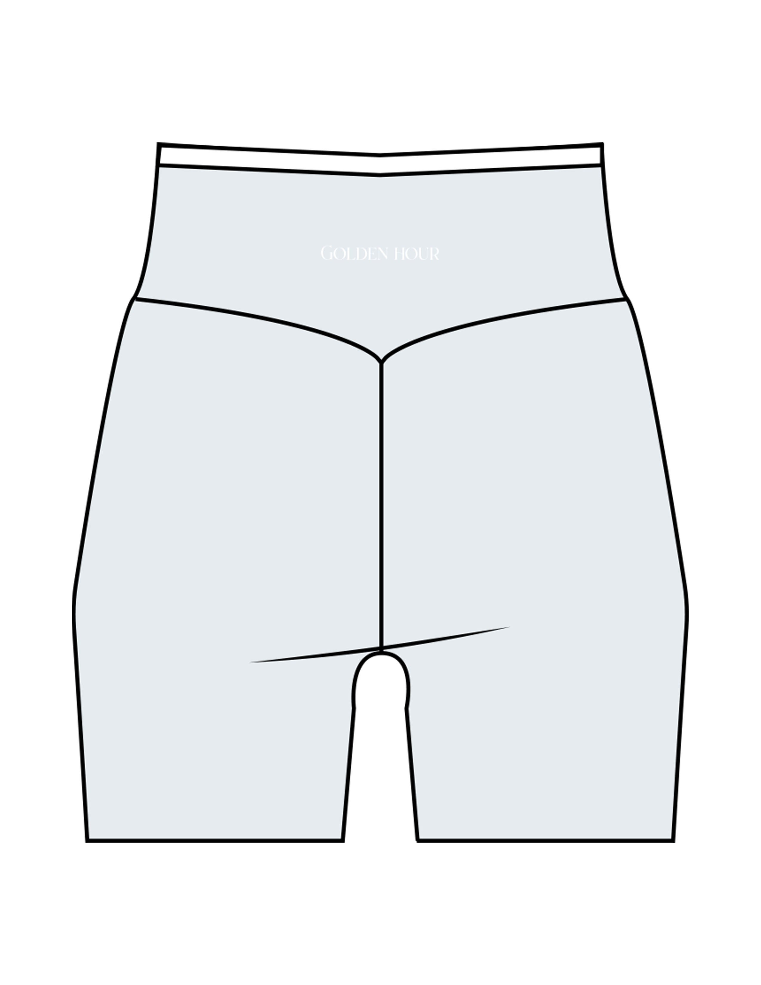 The Piped Crossover Short - Light Blue - Golden Hour - Back Waistline - Printed - White