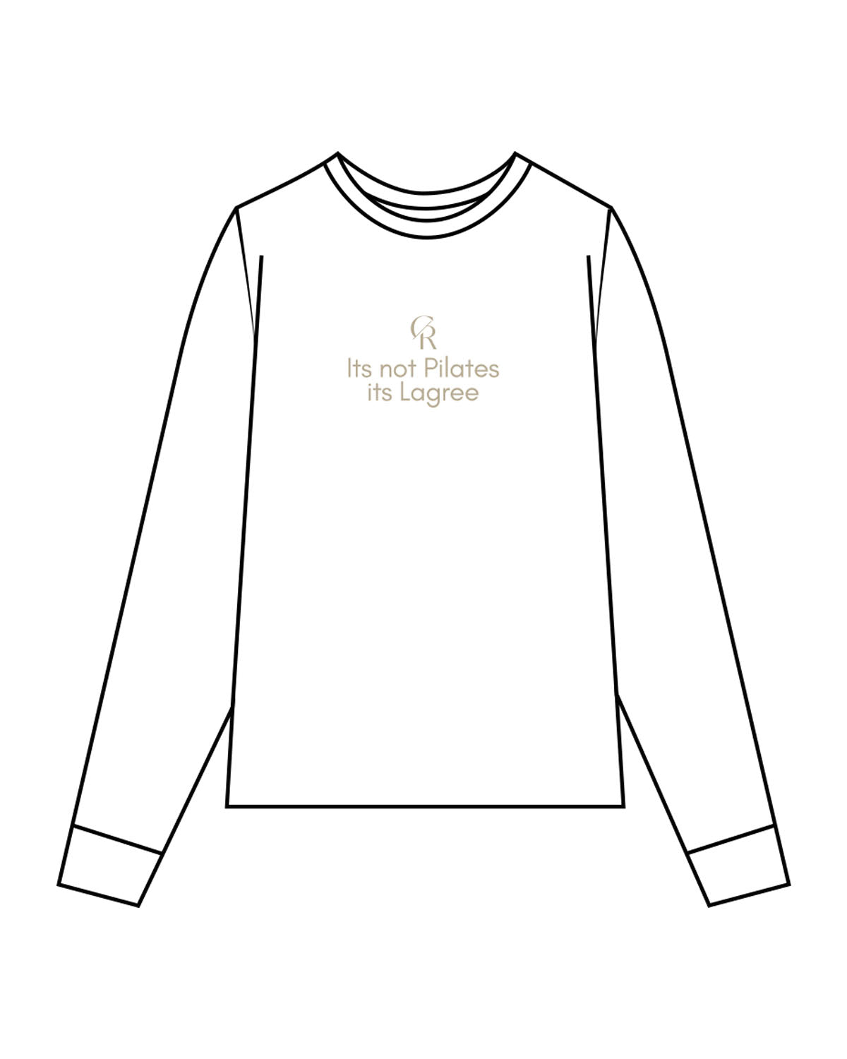 The Mens Heavyweight Long Sleeve - White - Core Reform - Center Chest Stacked - Printed - Dark Khaki
