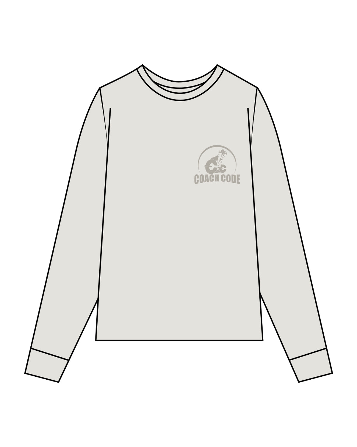 The Womens Heavyweight Long Sleeve - Washed Bone - Coach Code - Left Chest Round - Tone on Tone