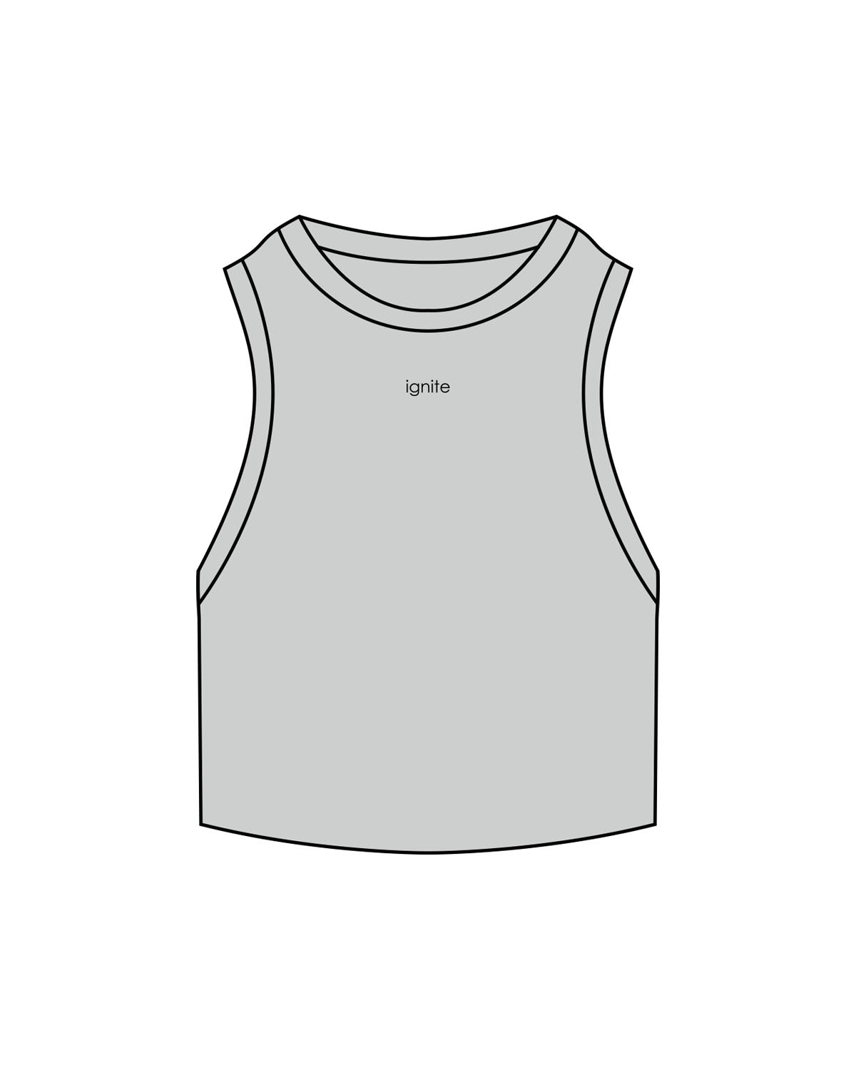 The Ribbed Crop Tank - Storm - Ignite Barre & Fitness - Center Chest - Embroidered - Black