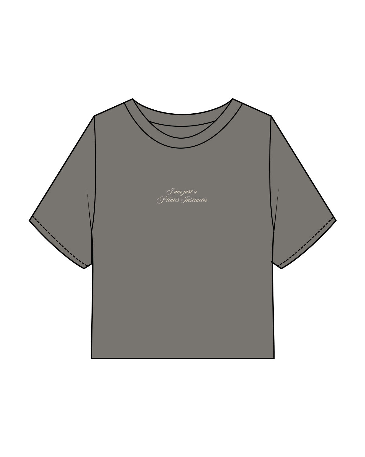The Heavyweight Crop Tee - Washed Gray - Flowcorps - Center Chest Stacked - Embroidered - Bone