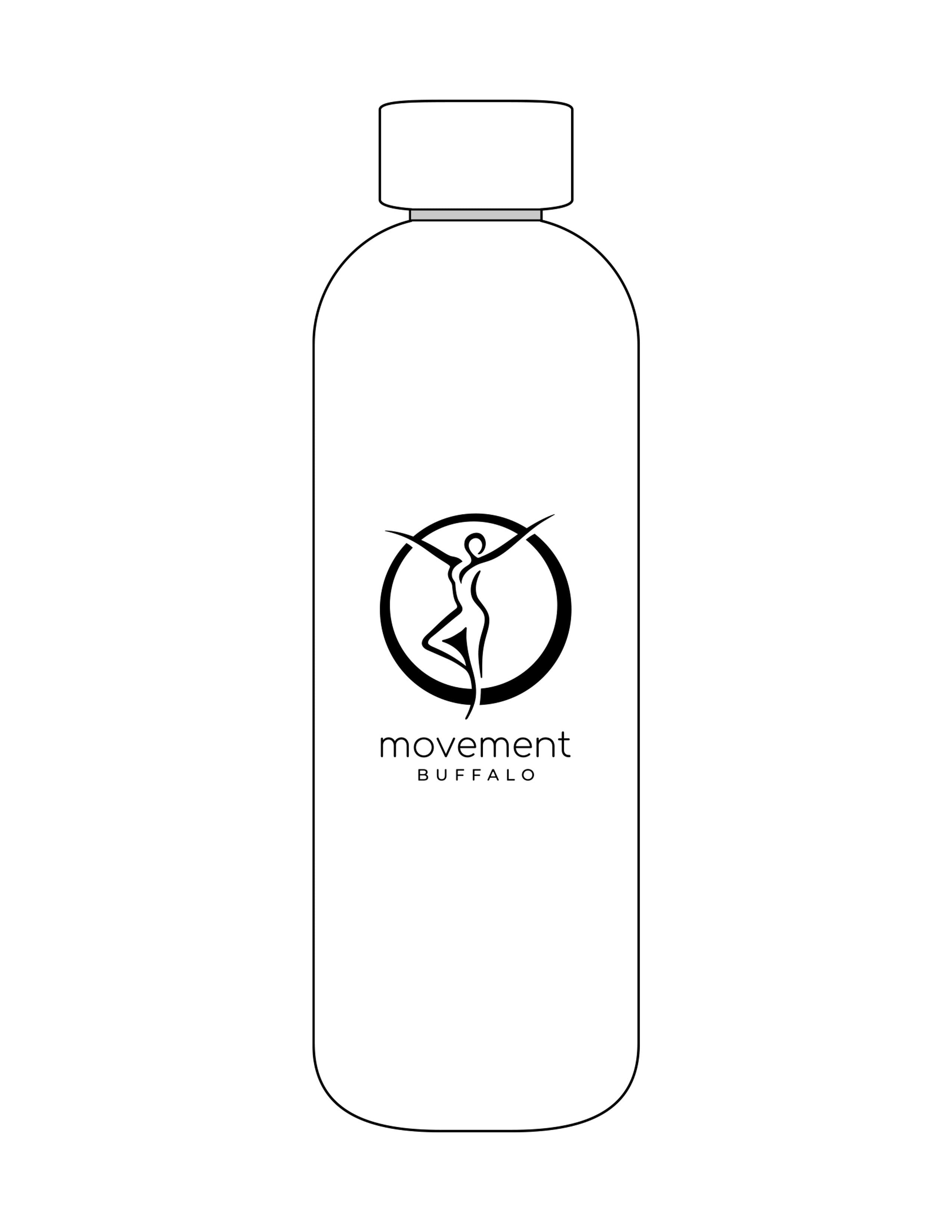The Water Bottle - White - Movement Pilates Buffalo - Center Body Stacked - Printed - Black