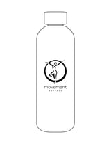 The Water Bottle - White - Movement Pilates Buffalo - Center Body Stacked - Printed - Black