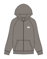 The Womens Zip Hoodie - Washed Gray - Motivate Movement - Left Chest & Back Stacked - Printed - White