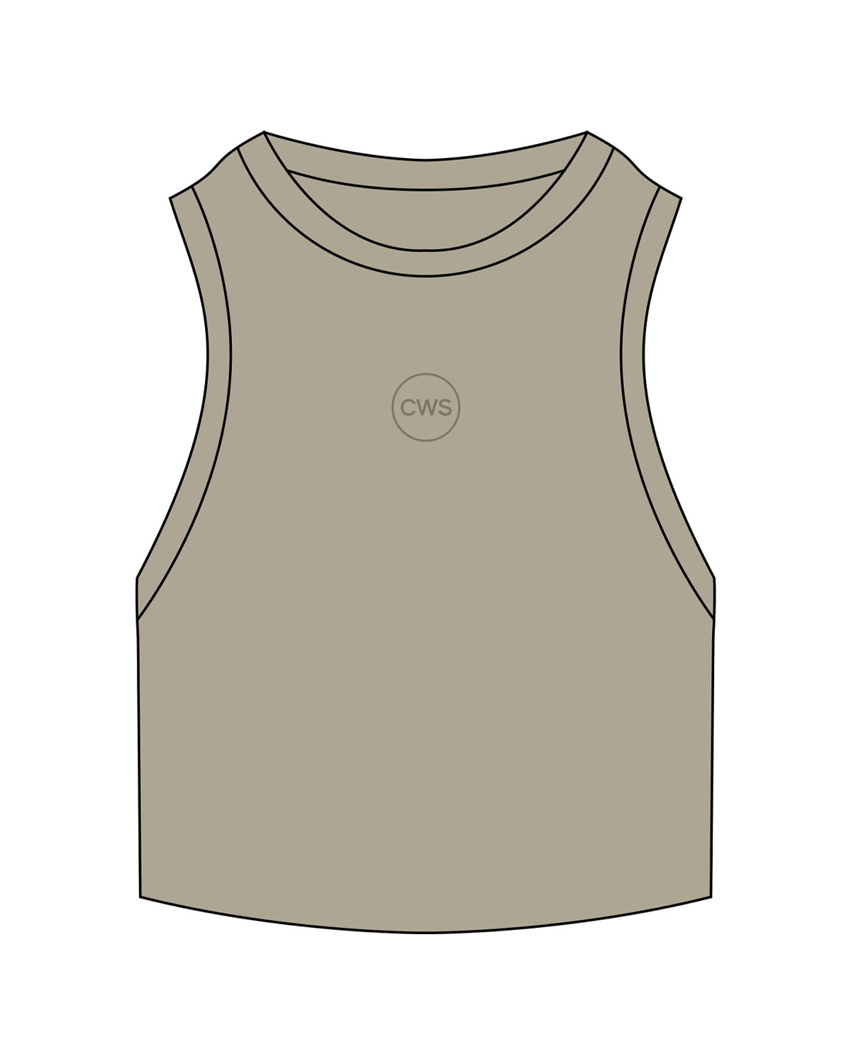 The Ribbed Crop Tank - Eucalyptus  - C Wickson - Center Chest Logo - Embroidered - Tone on Tone