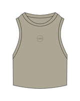 The Ribbed Crop Tank - Eucalyptus  - C Wickson - Center Chest Logo - Embroidered - Tone on Tone