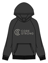 The Mens Hoodie - Washed Black - Core Strong - Chest Stacked - Printed - Off White