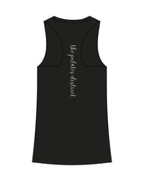The Womens Full Length Tank - Black - THE PILATES DISTRICT - Back Center Spine - Printed - White