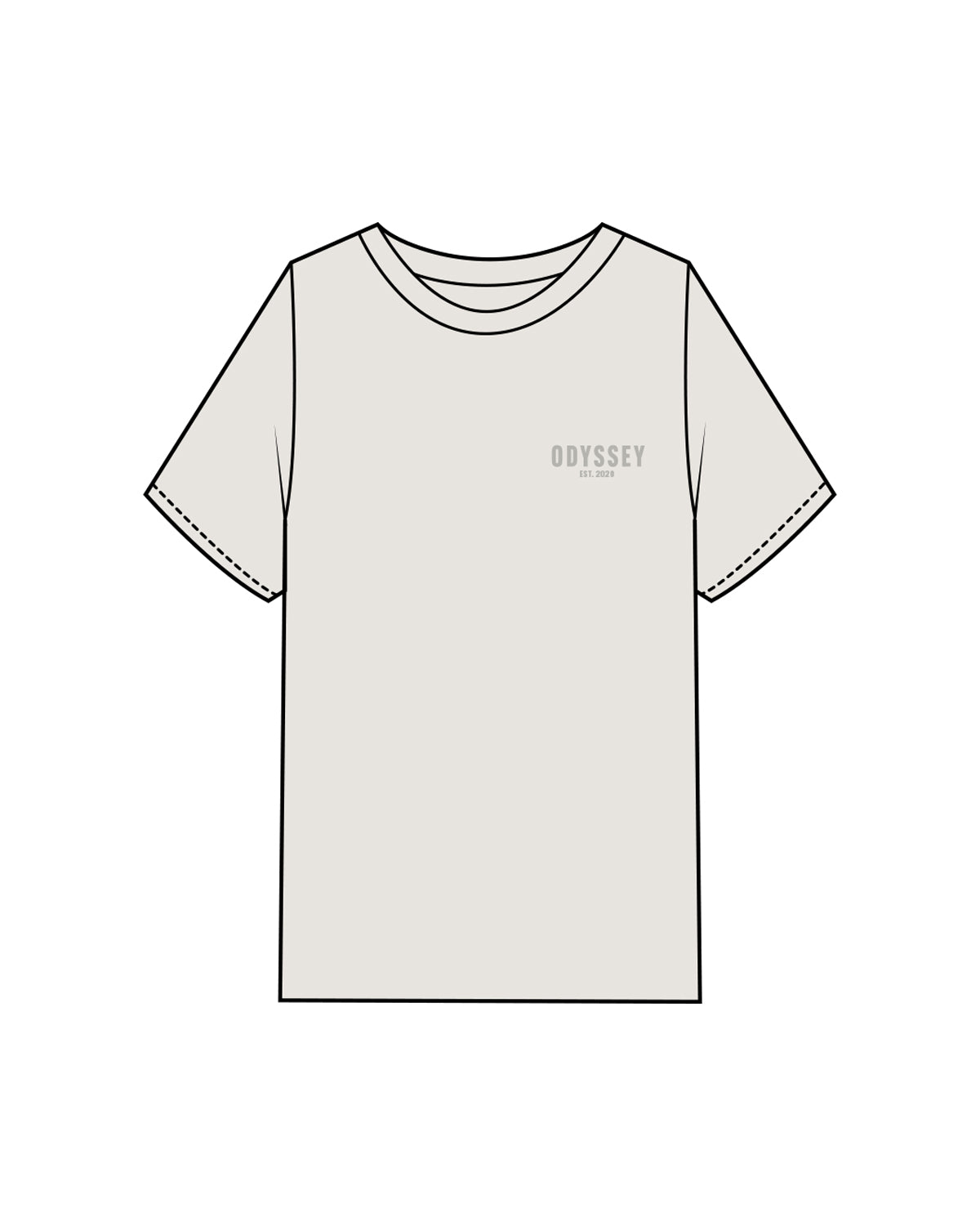 The Mens Heavyweight Tee - Washed Bone - Odyssey Performance - Left Chest & Back Stacked - Tone on Tone