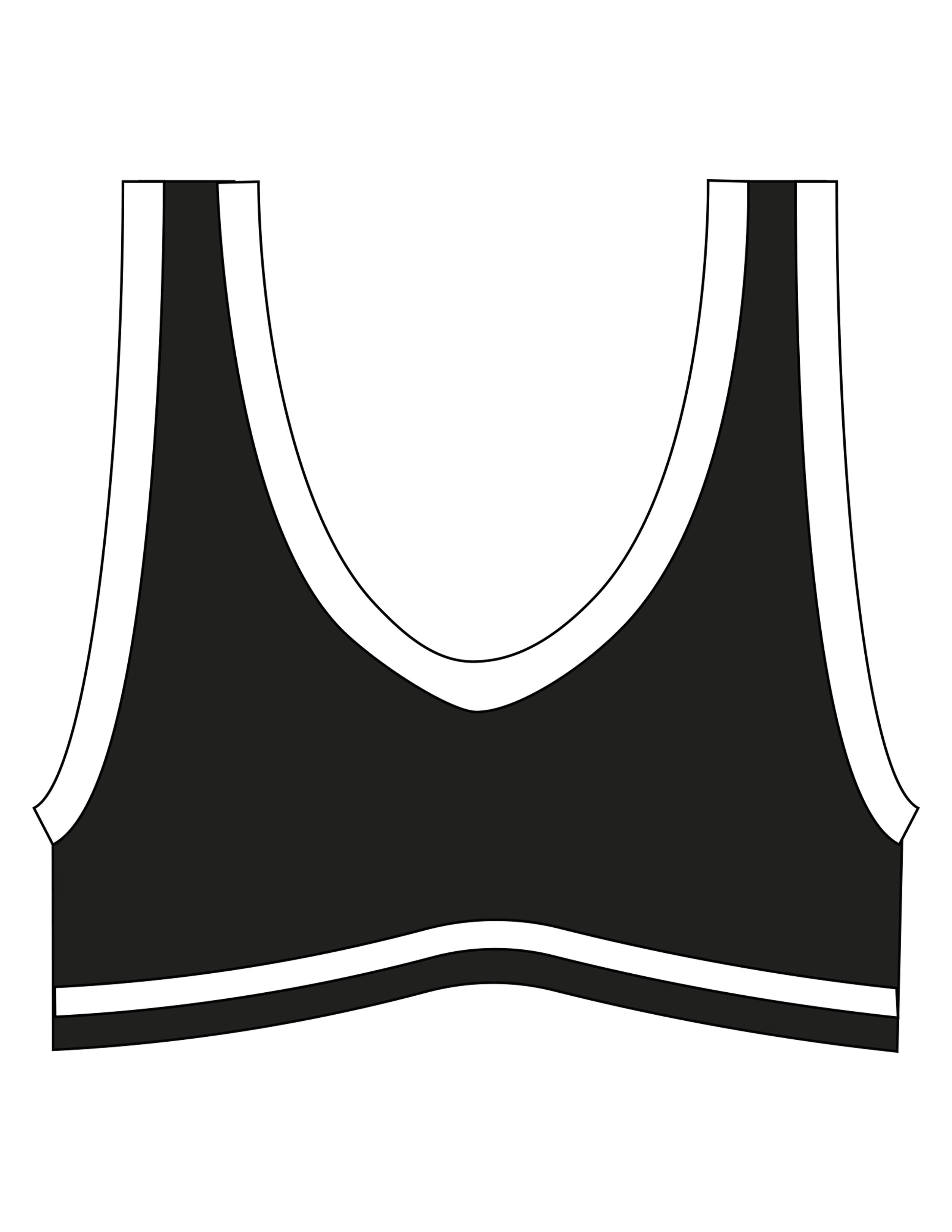 The Piped Bra - Black - SOUL YOGA - Center Back - Printed - White