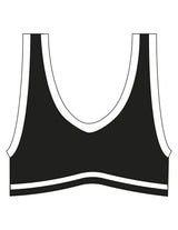 The Piped Bra - Black - SOUL YOGA - Center Back - Printed - White