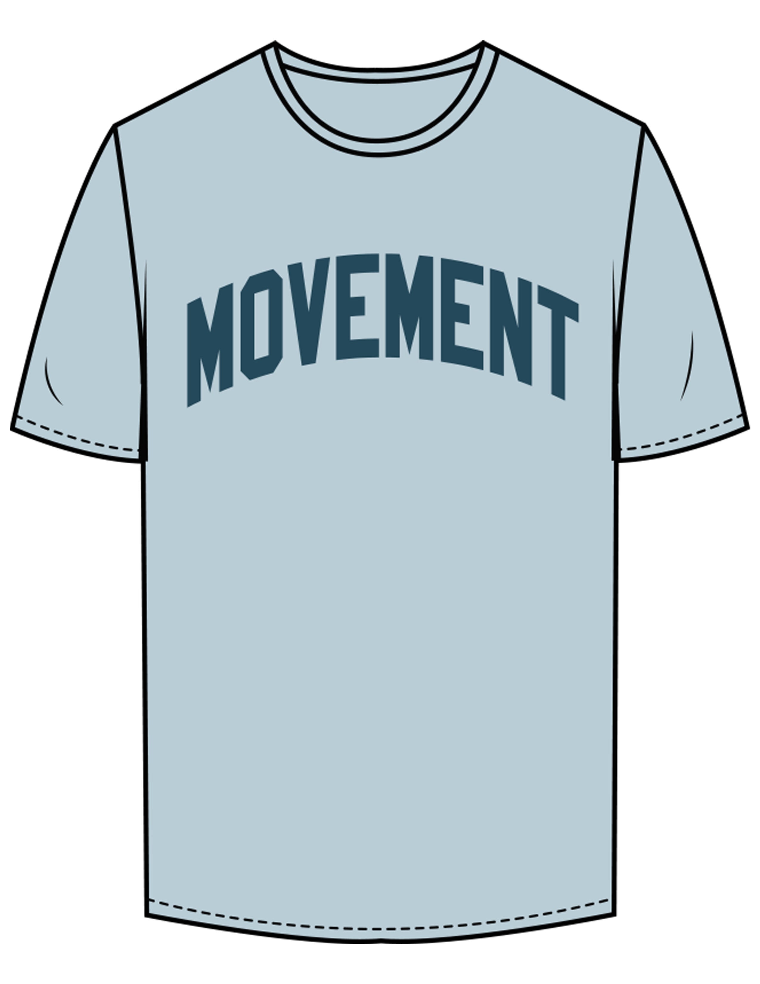The Mens Tee - Pale Blue - Movement With Chels - Chest Arc - Printed - Dark Blue
