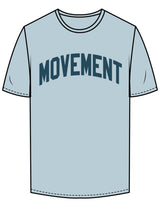The Mens Tee - Pale Blue - Movement With Chels - Chest Arc - Printed - Dark Blue